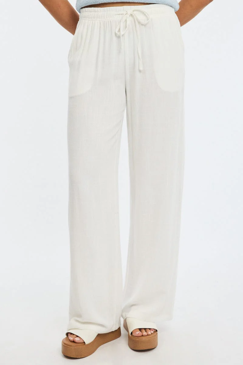 White Wide Leg Pants - Image 2