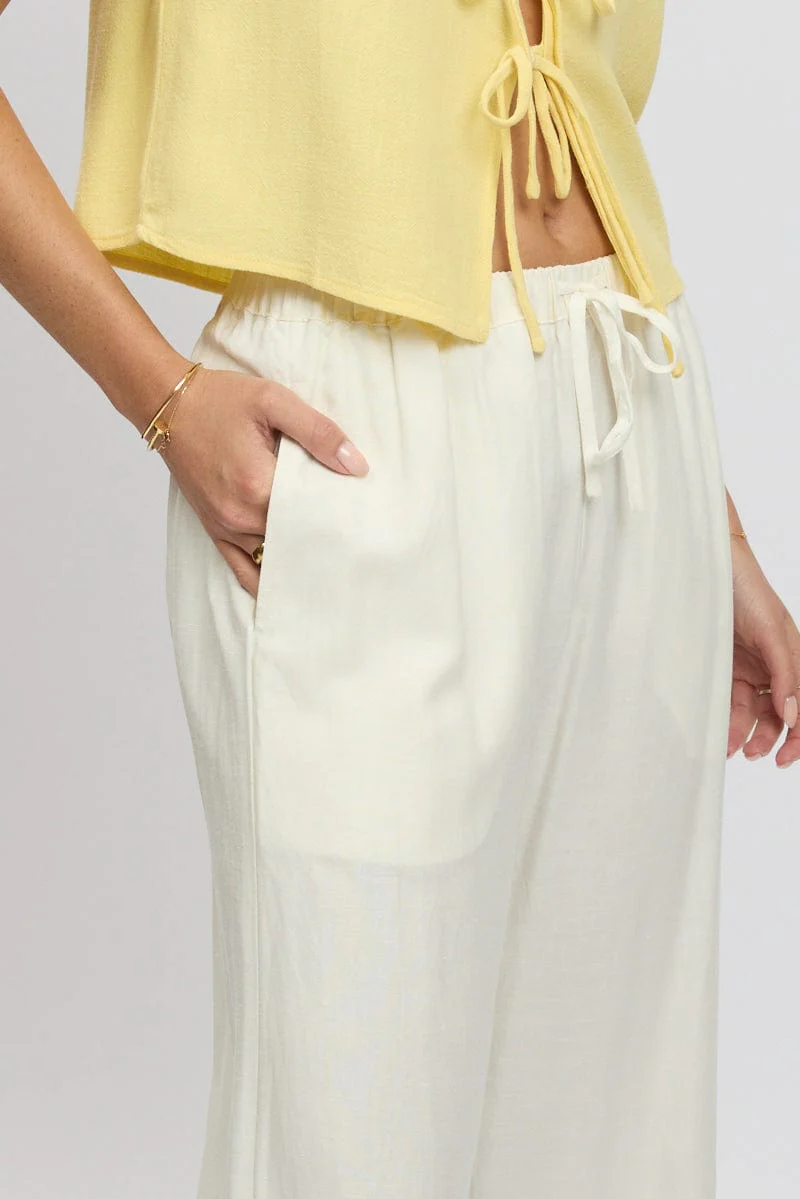 White Wide Leg Pants Elasticated Waist - Image 6