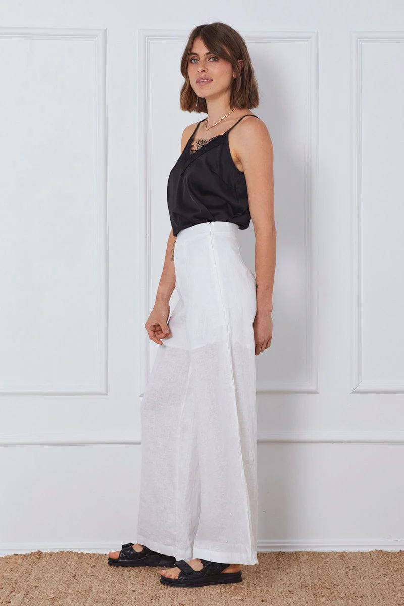 White Wide Leg Pants High Waist - Image 4