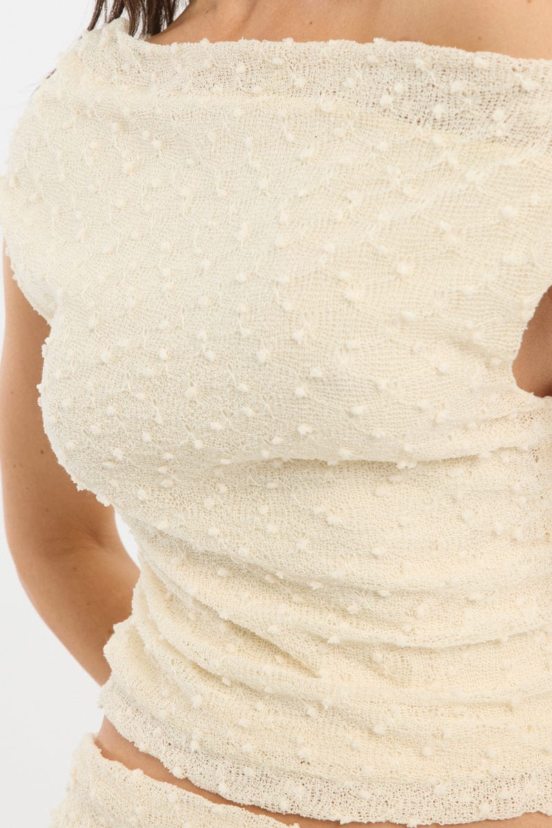 Yellow Asymmetric Top Sleeveless One Shoulder Textured - Image 6