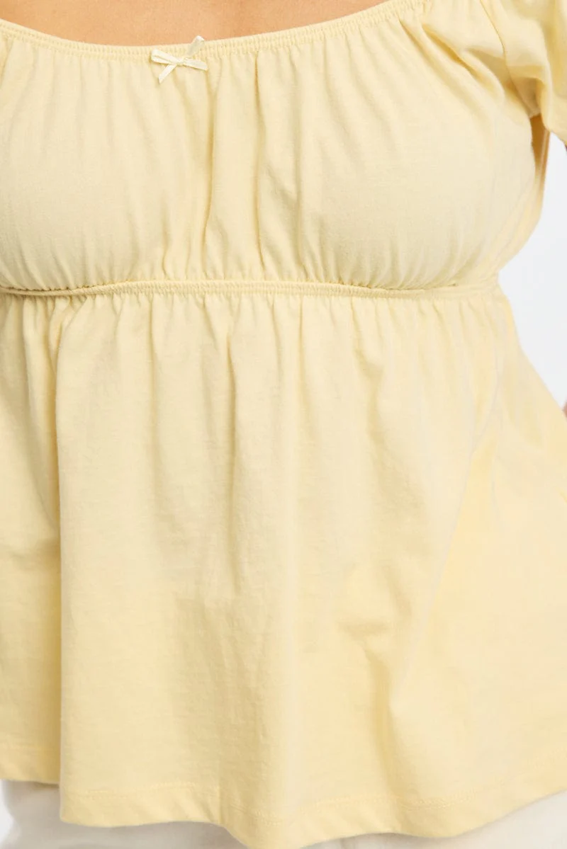 Yellow Baby Doll Top Short Sleeve - Image 5