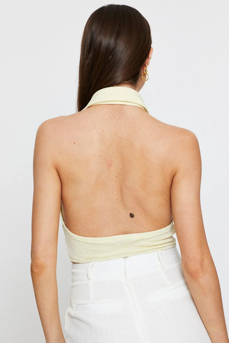 Yellow Button Front Top Sleeveless - Image 5