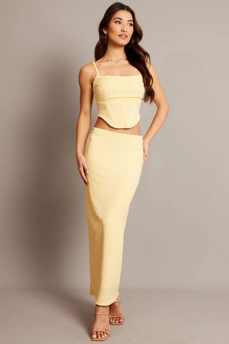 Yellow Cami Top Sleeveless Textured - Image 3