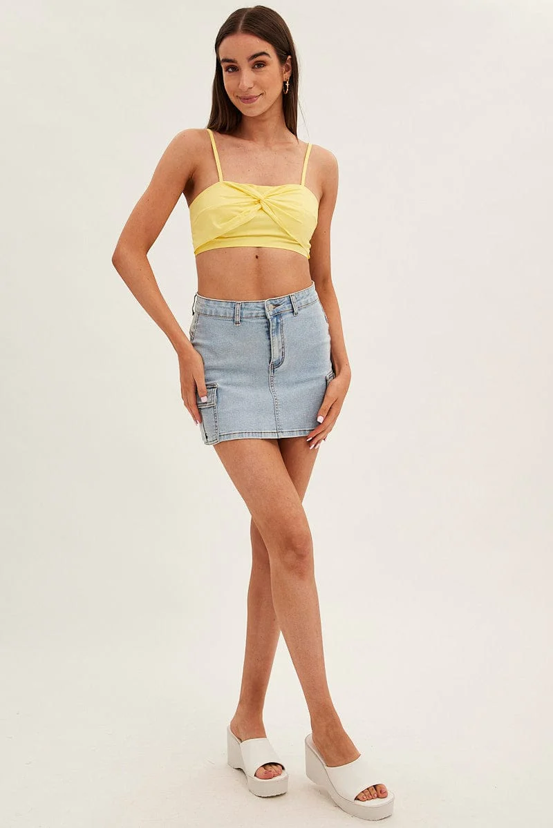 Yellow Crop Top Adjustable Straps Cotton - Image 2