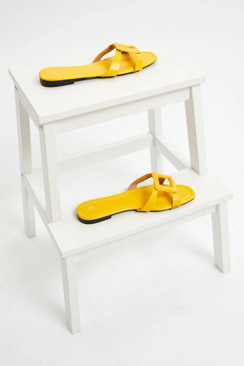 Yellow Cut Out Detail Flat Slide - Image 2