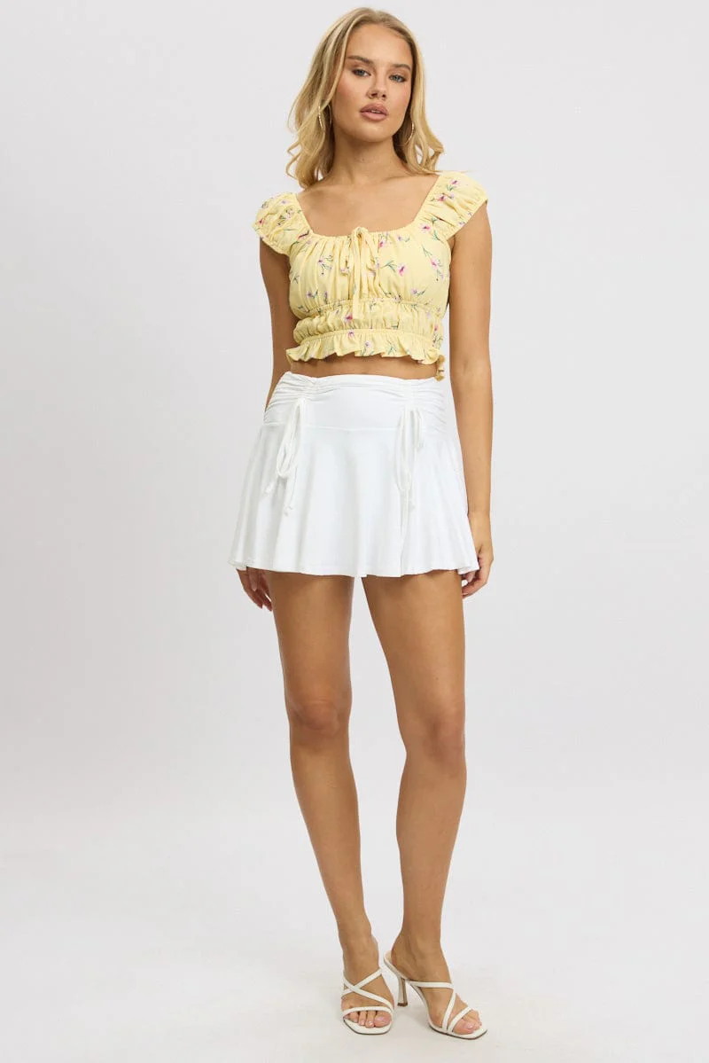 Yellow Ditsy Crop Top Short Sleeve - Image 3