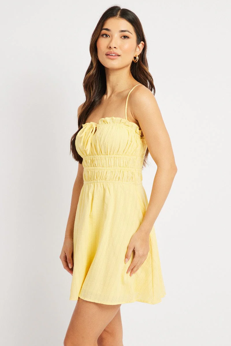 Yellow Fit And Flare Dress Mini - Image 4