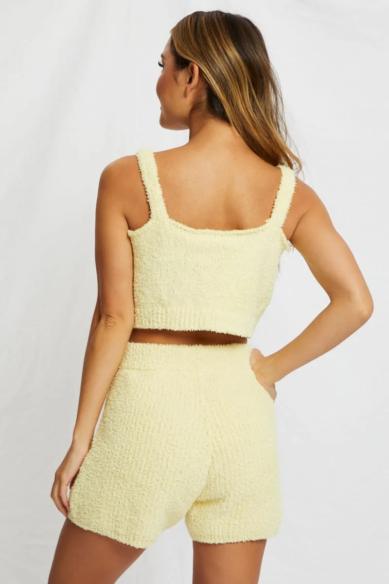 Yellow Fluffy Crop Singlet - Image 4