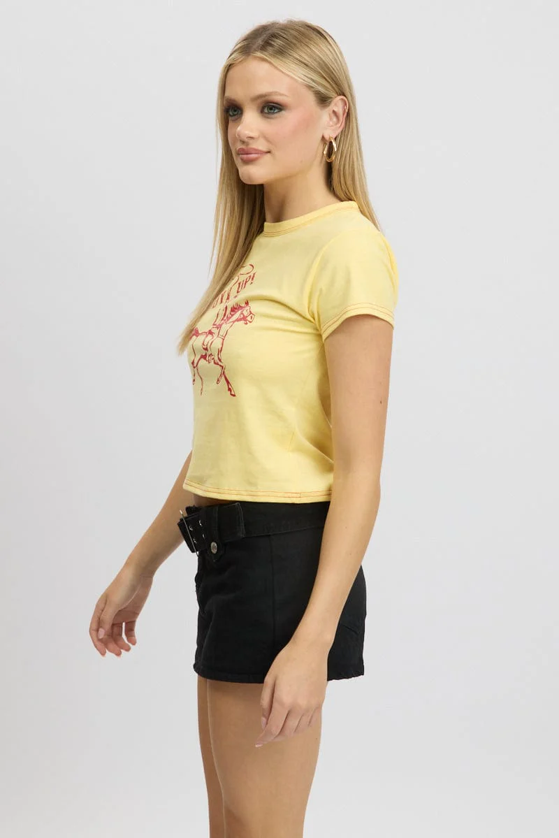 Yellow Graphic Tee Short Sleeve - Image 4
