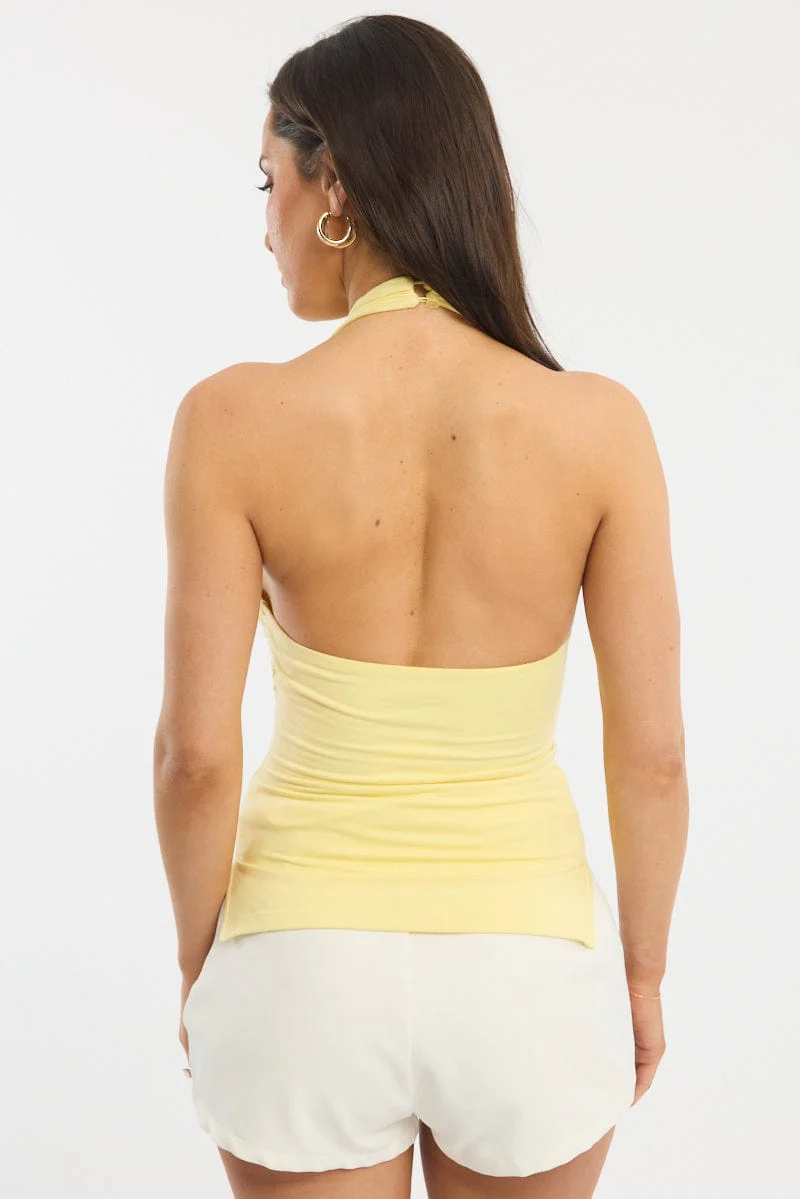 Yellow High Neck Top Sleeveless - Image 4