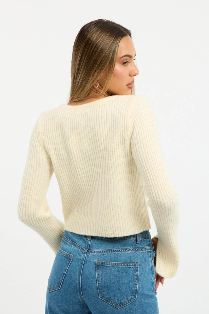 Yellow Knit Cardigan Tie Up Long Sleeve - Image 4