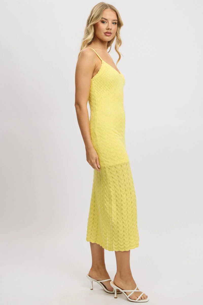 Yellow Knit Dress Singlet Midi - Image 4