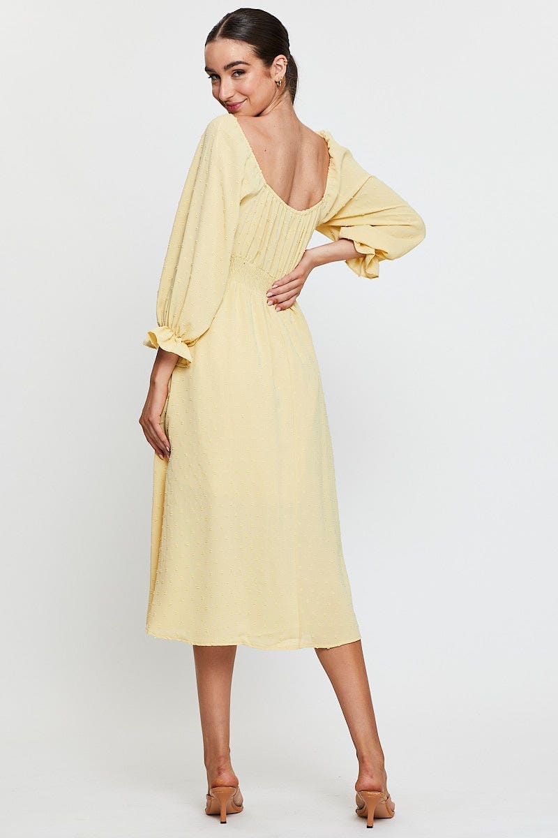 Yellow Maxi Dress Long Sleeve V Neck - Image 5