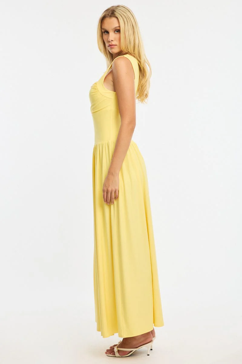 Yellow Maxi Dress Square Neck - Image 3