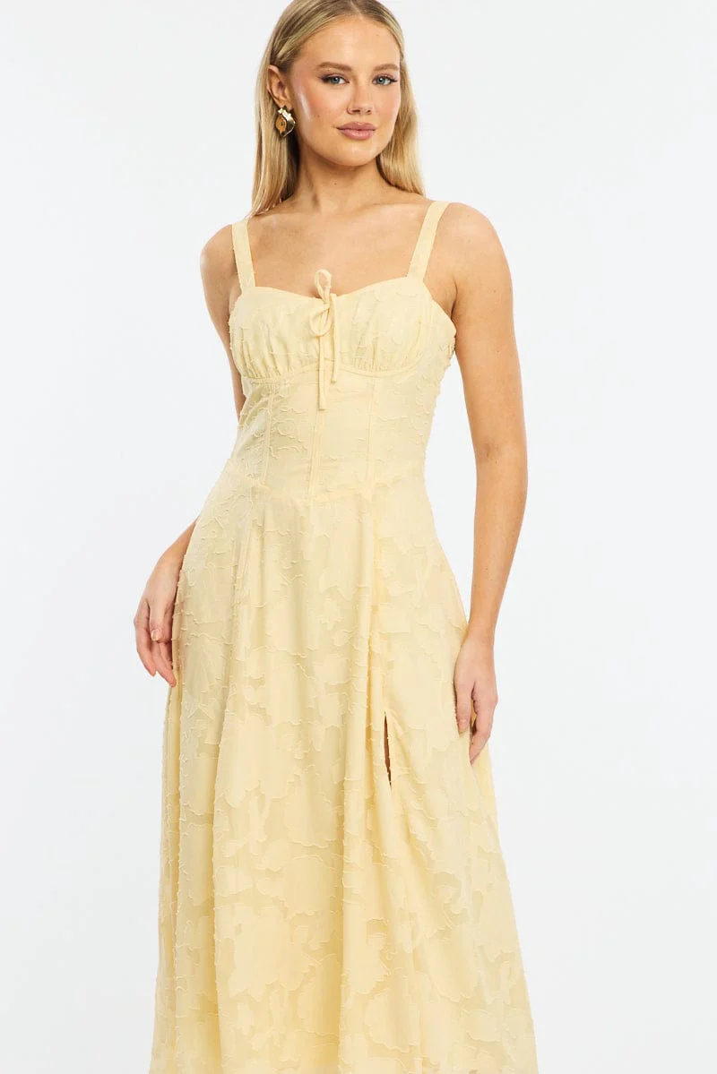 Yellow Midi Dress Burn Out - Image 2
