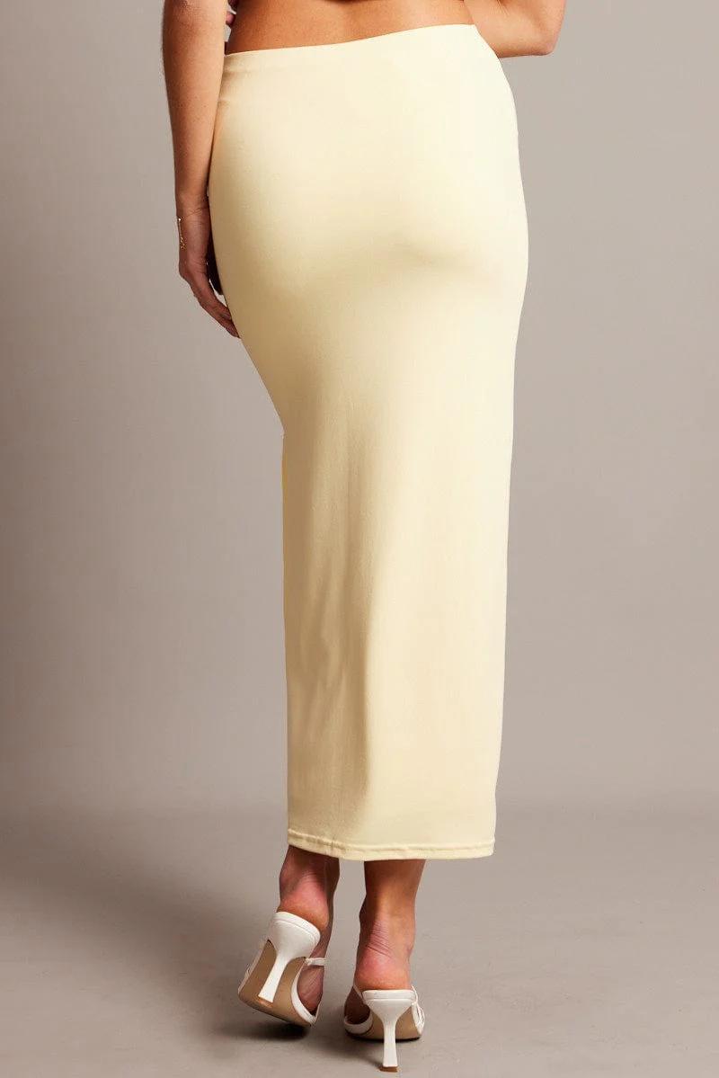 Yellow Midi Skirt High Rise Supersoft Lined - Image 5