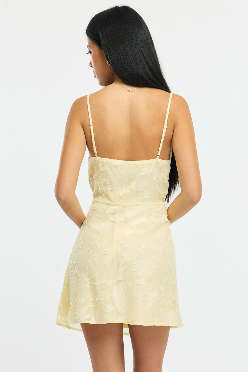 Yellow Mini Dress Burnout Bias - Image 4