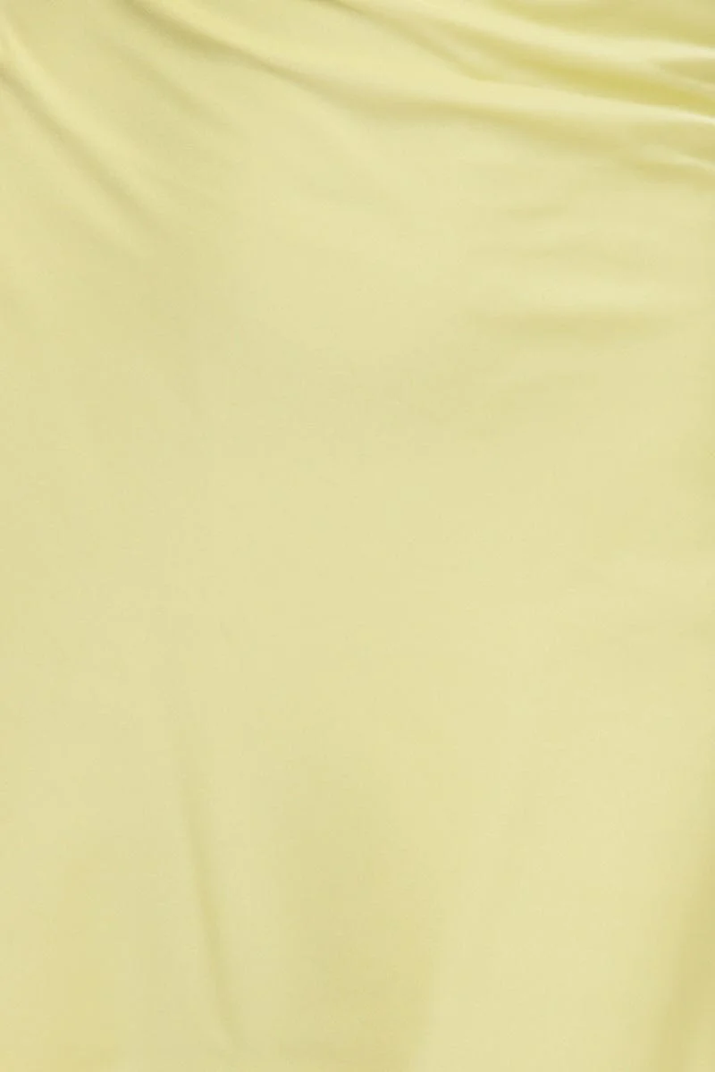 Yellow Mini Dress Cowl Neck Backless Satin - Image 6