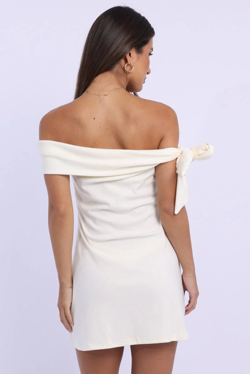 Yellow Off the Shoulder Mini Dress - Image 4
