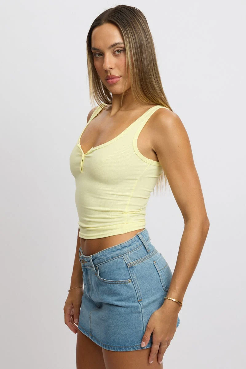 Yellow Rib Tank Button Front - Image 4