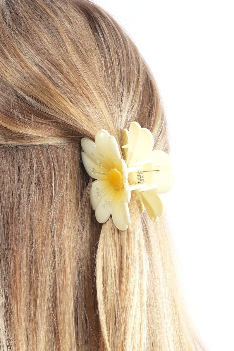 Yellow Sakura Flower Hair Claw Clip - Image 2