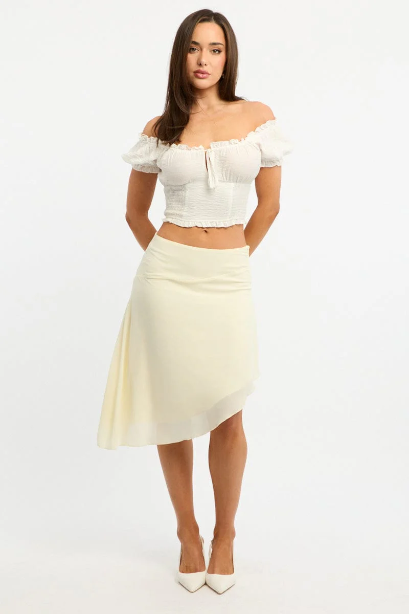 Yellow Scarf Hem Skirt Midi Asymmetric - Image 2