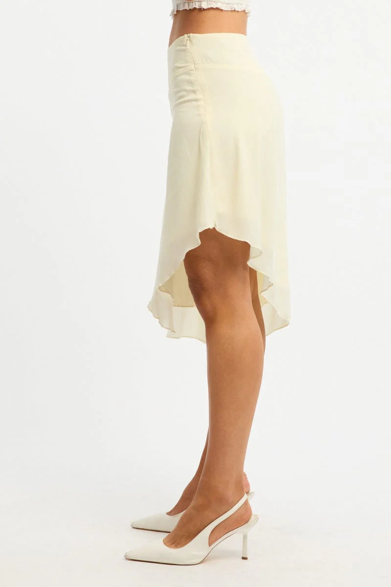 Yellow Scarf Hem Skirt Midi Asymmetric - Image 3