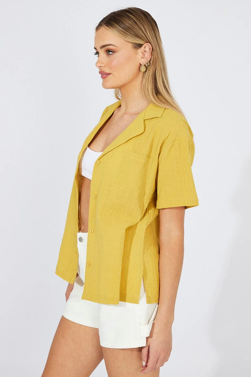 Yellow Shirt Short Sleeve Collared Neck - Image 4