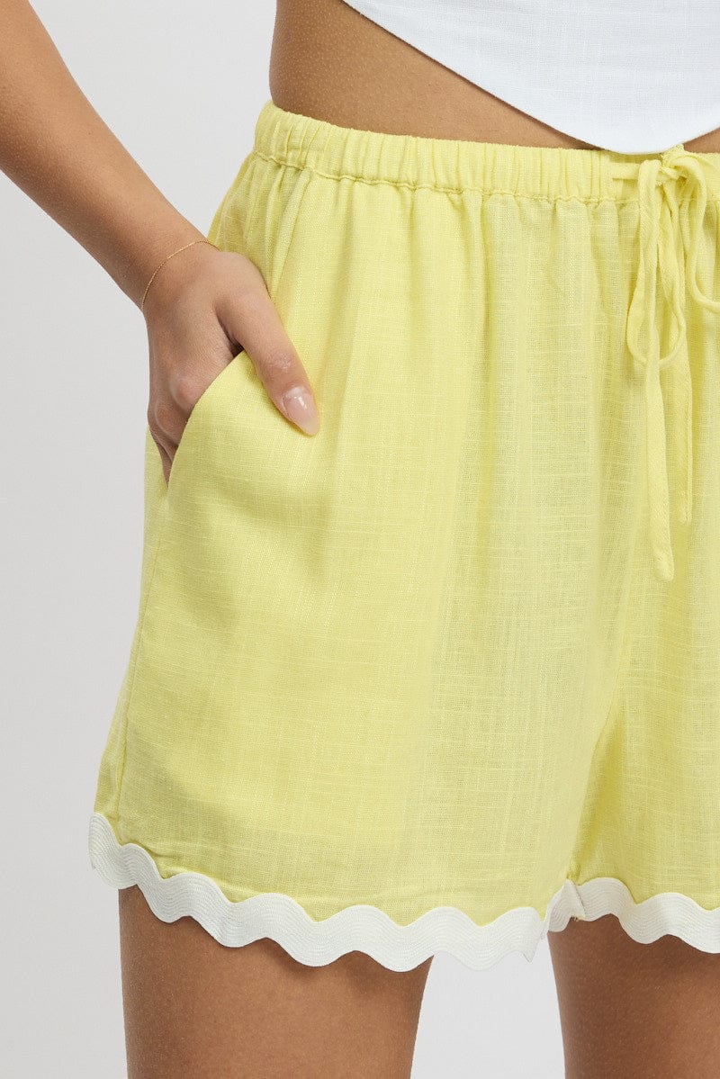 Yellow Shorts Elasticated Waist Ric Rac - Image 6