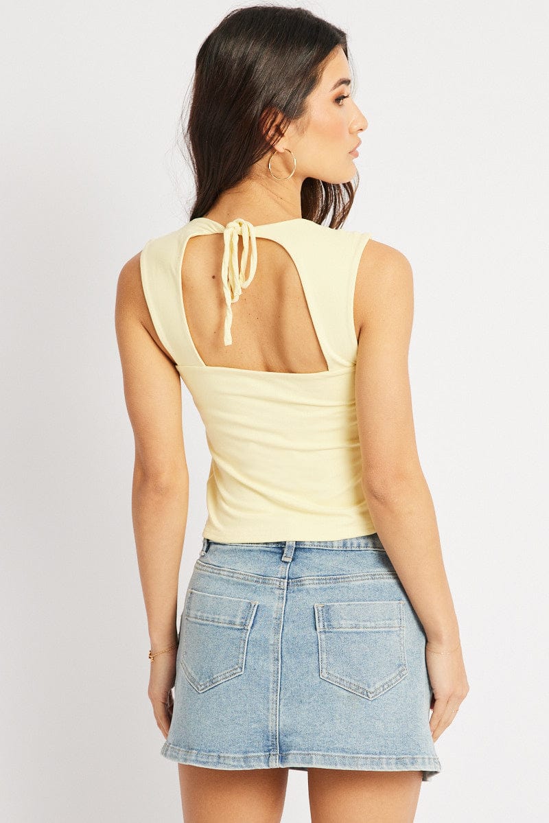 Yellow Sleeveless Top Sweetheart Neck Supersoft - Image 5