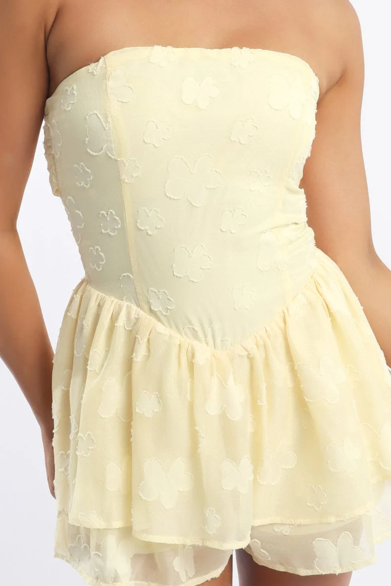 Yellow Strapless Playsuit Burn Out - Image 5