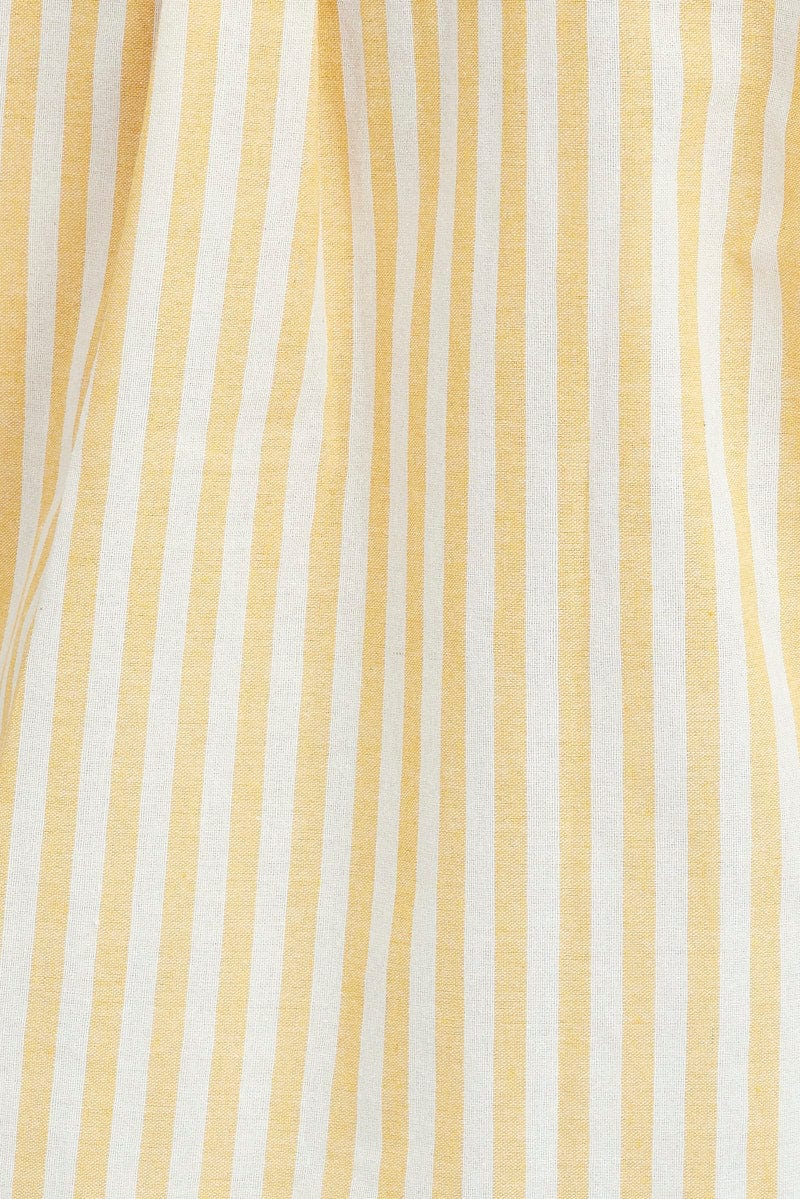 Yellow Stripe Shirt Short Sleeve Collared Neck - Image 6