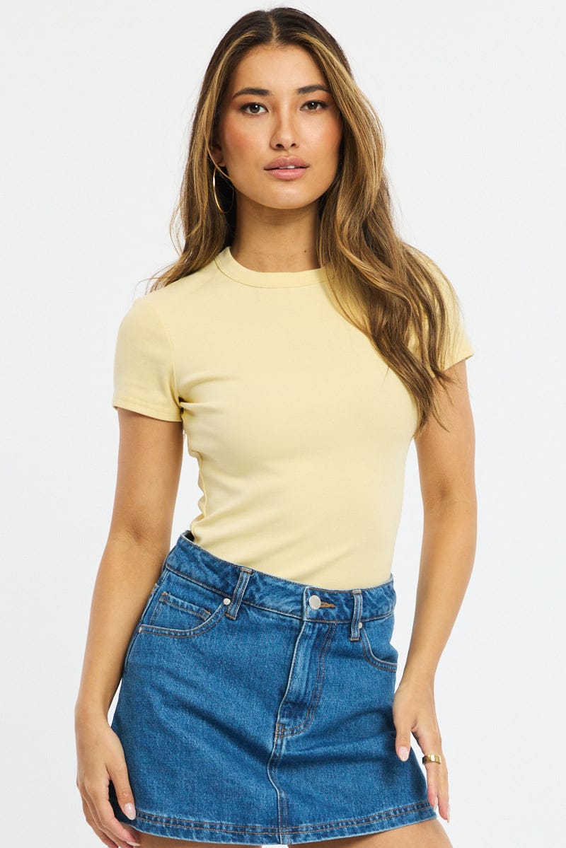 Yellow T-shirt Short Sleeve Crew Neck