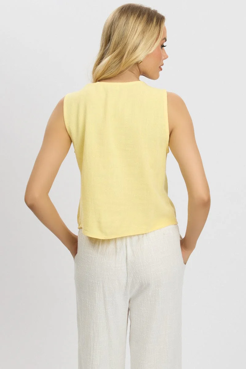 Yellow Tie Up Top Linen - Image 5