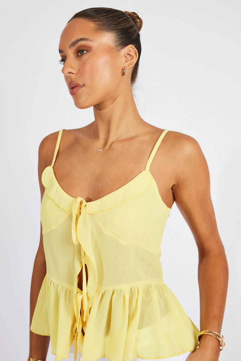 Yellow Tie Up Top Singlet - Image 3