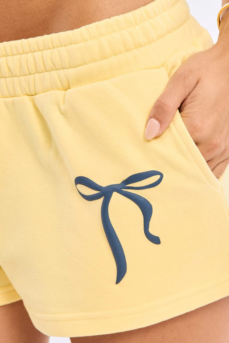 Yellow Track Shorts Elasticated Waist - Image 5