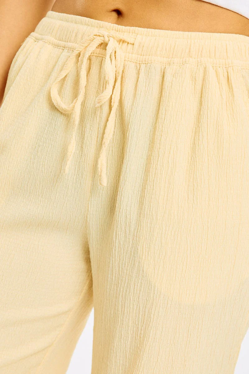 Yellow Wide Leg Pants Elasticated Waist - Image 5